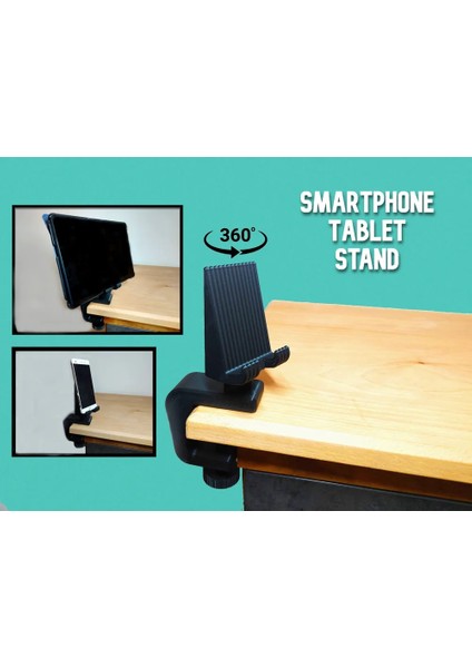 360° Döner Başlıklı Masa Kenarı Telefon & Tablet Standı