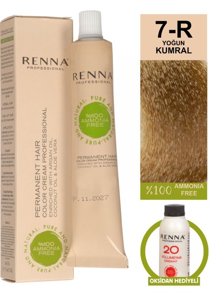 Amonyaksız Bitkisel Yıpranmış Saçlar İçin Saç Boyası 7-R Yoğun Kumral 60 ml