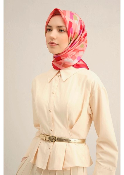 Çiçek Desenli Saf Ipek Sura Eşarp 9341 - 51