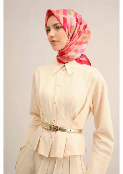 Çiçek Desenli Saf Ipek Sura Eşarp 9341 - 51