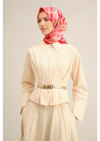 Çiçek Desenli Saf Ipek Sura Eşarp 9341 - 51