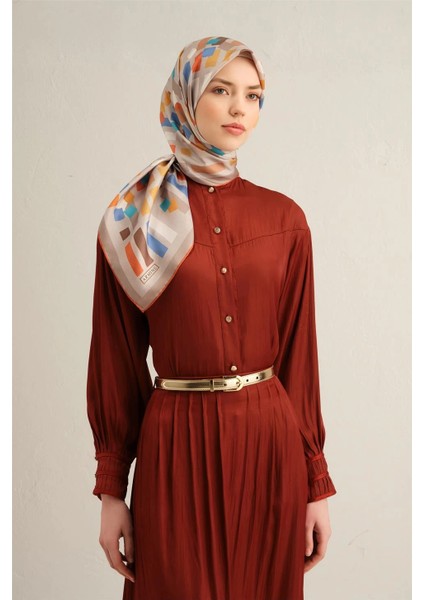 Çiçek Desenli Saf Ipek Sura Eşarp 9341 - 02