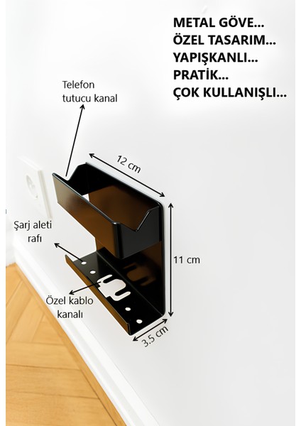 Metal Yapıştırmalı Çok Fonksiyonlu Telefon Şarj Tutucu Şarj Aleti ve Telefon Standı Kablo Tutucu modelleri