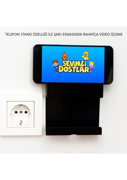 Metal Yapıştırmalı Çok Fonksiyonlu Telefon Şarj Tutucu Şarj Aleti ve Telefon Standı Kablo Tutucu