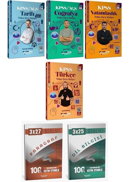 Yediiklim 2026 Kpss Türkçe + Tarih + Coğrafya + Vatandaşlık Atölye Video Ders Notları 4 Lü Set Yediiklim Yayınları