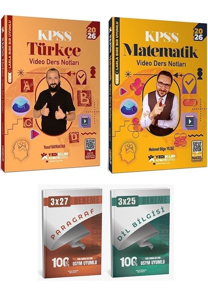 Yediiklim 2026 Kpss Türkçe + Matematik Atölye Video Ders Notları 2 Li Set Yediiklim Yayınları