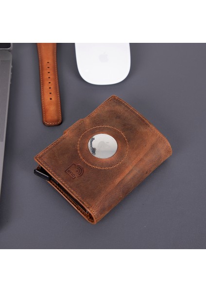 Douglas Airtag Bölmeli Hakiki Deri Cüzdan Unisex Pop-Up Mekanizmalı ve Kişiselleştirilebilir