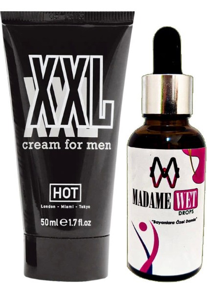 Hotxxl 50 ml Erkeklere Çap Boy Şekillendirici Krem + Yanında 1 Şişe Madamewet Kadını Canlandırıcı Içecek