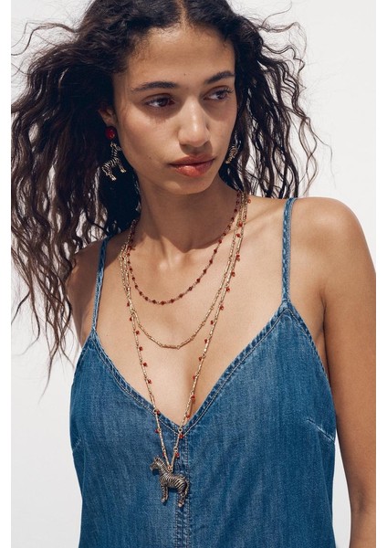 Çoklu Zebra Uçlu Kolye