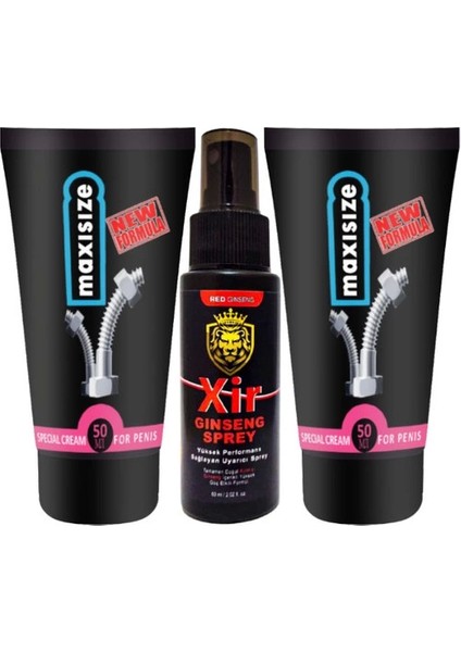 Maxsize KOD:LSTG308 2 Adet Maxi Size Erkeğe Özel 50 ml Şekillendirici Canlandırıcı Krem + Yanında Xir 3xeffect Spray 60 ml Erkeğe Özel Karışım Sprey
