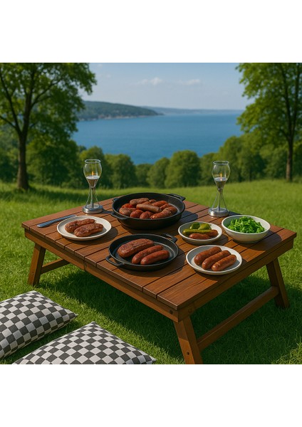 Livingstore Kamp Balkon ve Yemek Masası Özel Tasarım Masa –2 Kademe AYAKLI–KATLANABILIR–55X110 cm