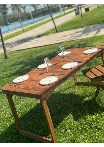 Livingstore Kamp Balkon ve Yemek Masası Özel Tasarım Masa –2 Kademe AYAKLI–KATLANABILIR–55X110 cm