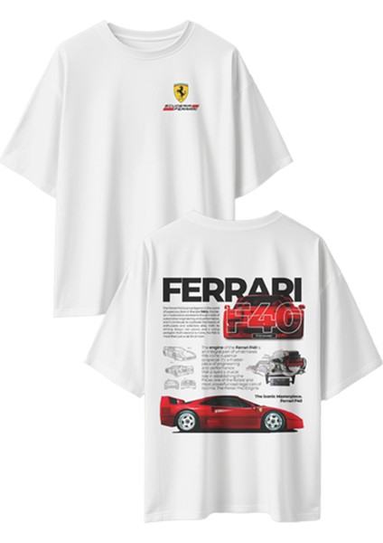 Unisex Ferrari F40 Baskılı Compact Penye Tshirt