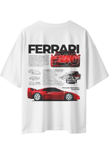 Unisex Ferrari F40 Baskılı Compact Penye Tshirt fiyatları