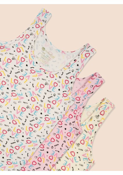 Kız Çocuk Organik Pamuklu Likralı Atlet Empirme Love 6'lı Paket