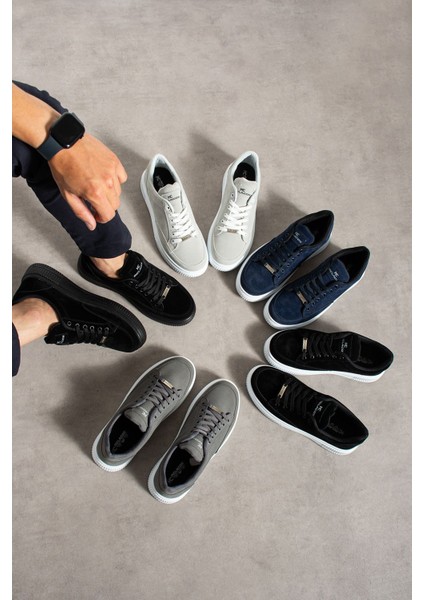Erkek Sneaker Günlük Spor Ayakkabı Yüksek Taban Lacivert Beyaz - Rahat Tasarım Q5