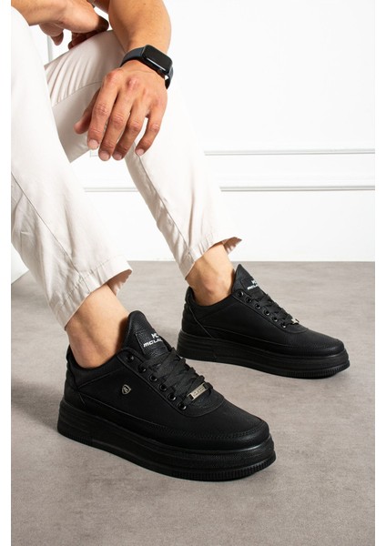Erkek Sneaker Günlük Spor Ayakkabı Yüksek Taban Siyah- Rahat Tasarım X7