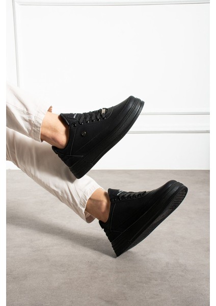 Erkek Sneaker Günlük Spor Ayakkabı Yüksek Taban Siyah- Rahat Tasarım X7