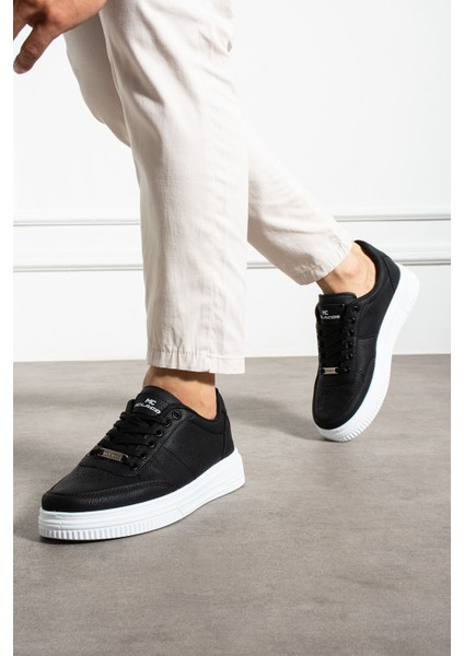Erkek Sneaker Günlük Spor Ayakkabı Yüksek Taban Siyah Beyaz- Rahat Tasarım X3