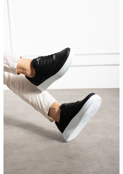 Erkek Sneaker Günlük Spor Ayakkabı Yüksek Taban Siyah Beyaz- Rahat Tasarım X3