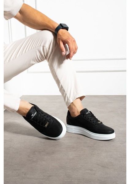 Erkek Sneaker Günlük Spor Ayakkabı Yüksek Taban Siyah Beyaz- Rahat Tasarım X3