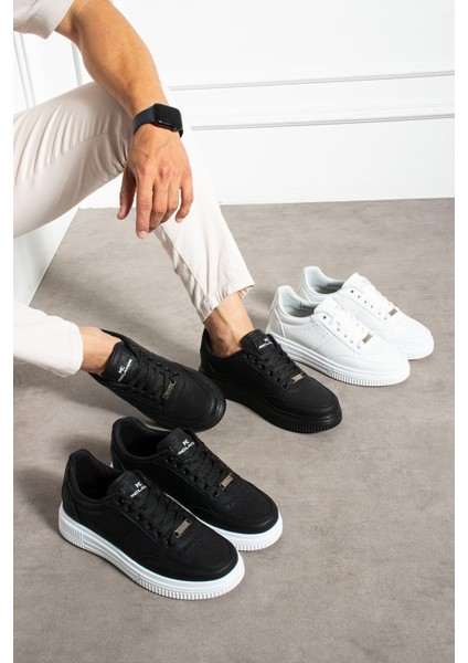 Erkek Sneaker Günlük Spor Ayakkabı Yüksek Taban Siyah Beyaz- Rahat Tasarım X3