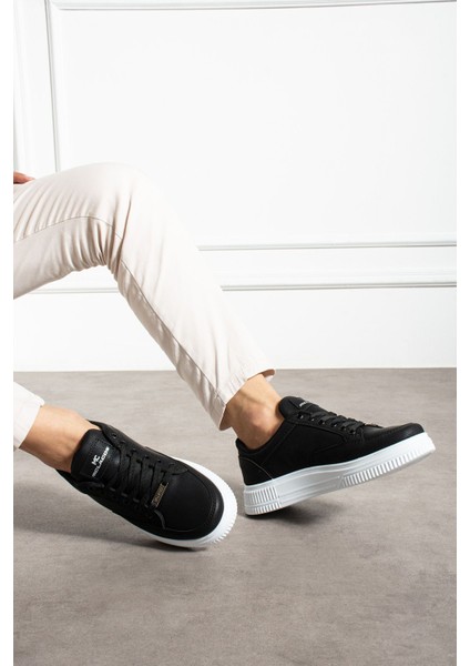 Erkek Sneaker Günlük Spor Ayakkabı Yüksek Taban Siyah Beyaz - Rahat Tasarım X5