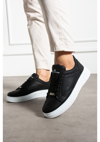 Erkek Sneaker Günlük Spor Ayakkabı Yüksek Taban Siyah Beyaz - Rahat Tasarım X5