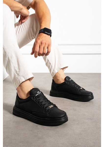 Erkek Sneaker Günlük Spor Ayakkabı Yüksek Taban Siyah - Rahat Tasarım X5