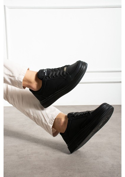Erkek Sneaker Günlük Spor Ayakkabı Yüksek Taban Siyah - Rahat Tasarım X5