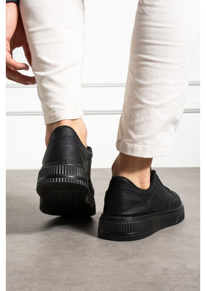 Erkek Sneaker Günlük Spor Ayakkabı Yüksek Taban Siyah - Rahat Tasarım X5