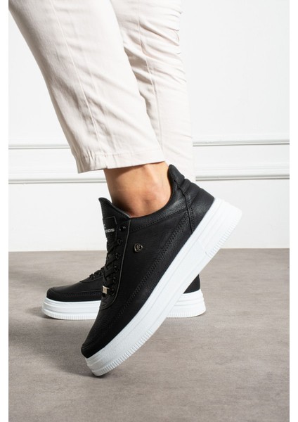 Erkek Sneaker Günlük Spor Ayakkabı Yüksek Taban Siyah Beyaz- Rahat Tasarım X7