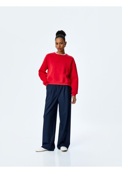 Yeni Sezon Rahat Kalıp Bisiklet Yaka Uzun Kollu Basic Sweatshirt fiyatları