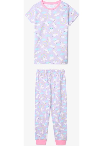 Kız Çocuk Playful Lila Unicorn Pijama Takımı