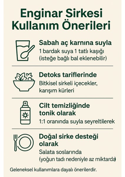 Enginar Sirkesi 500 ml | Doğal – Filtre Edilmiş – Fermente – Katkı Koruyucu İçermez fırsatları