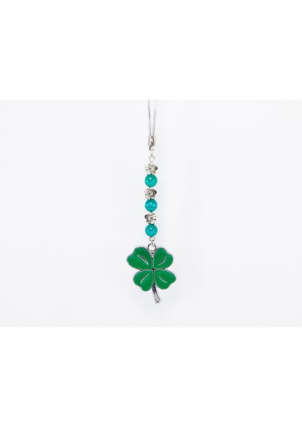 Turkuaz Doğal Taşlı Dört Yapraklı Şans Yoncası Araba Dikiz Ayna Süsü, Yeni Araba Hediyesi fırsatları