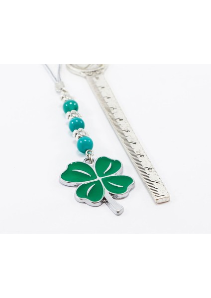 Turkuaz Doğal Taşlı Dört Yapraklı Şans Yoncası Araba Dikiz Ayna Süsü, Yeni Araba Hediyesi indirimleri