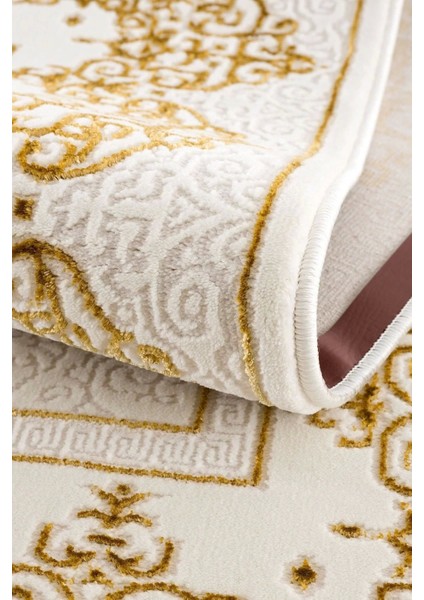 Efsun Modern Salon ve Oturma Odası Halısı - Krem Gold