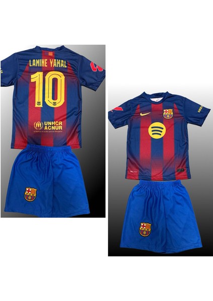Lamine Yamal Barcelona 10 Numara Yeni Sezon Çocuk Forması Bileklik Çorap Hediye