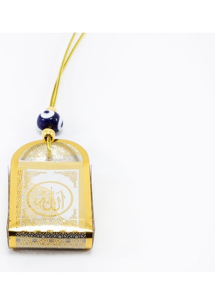 El Yapımı Cam Nazar Boncuklu Korunaklı Kaplı Mini Kur' An-I Kerim Araba Dikiz Ayna Süsü