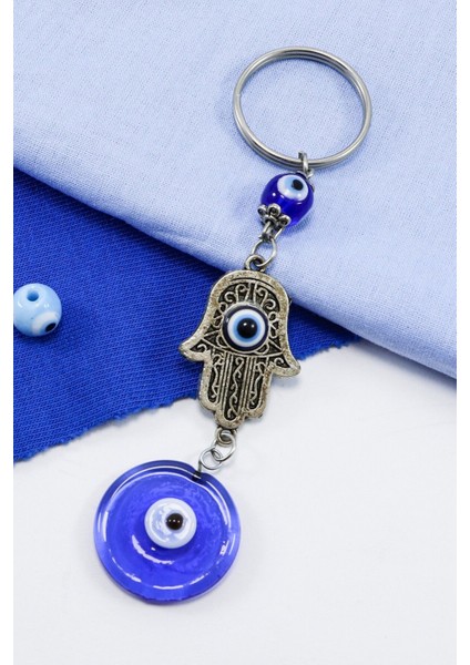 El Yapımı Cam Nazar Boncuklu Hamse Eli Anahtarlık, Hediyelik Nazar Boncuklu Çanta Süsü fiyatları
