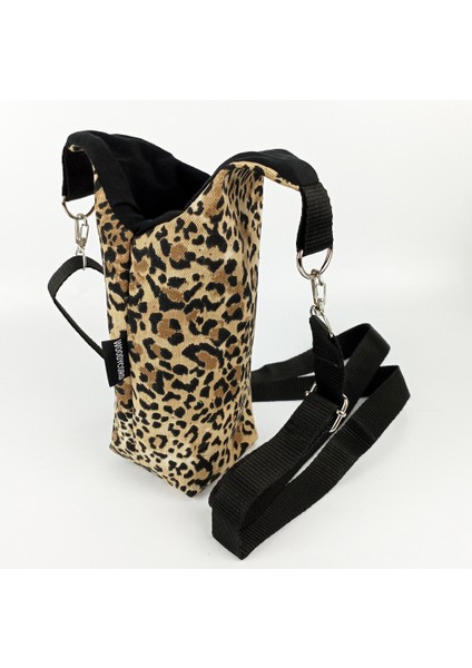 1 Litrelik El Yapımı U Model Leopar Desen Matara Kılıfı
