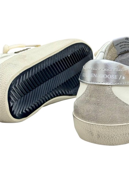 Women's Golden Goose Super-Star With Gold Glitter Star And Ice-Gray Suede Inserts - Kadın Ayakkabı modelleri