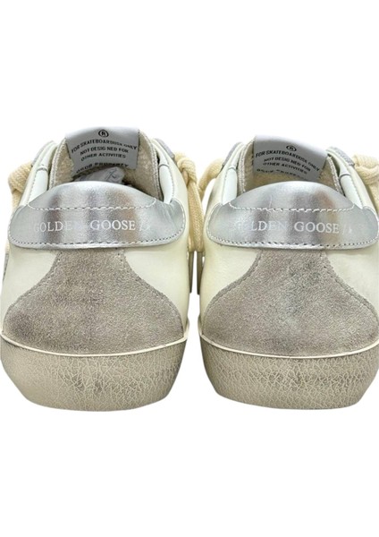 Women's Golden Goose Super-Star With Gold Glitter Star And Ice-Gray Suede Inserts - Kadın Ayakkabı fırsatları