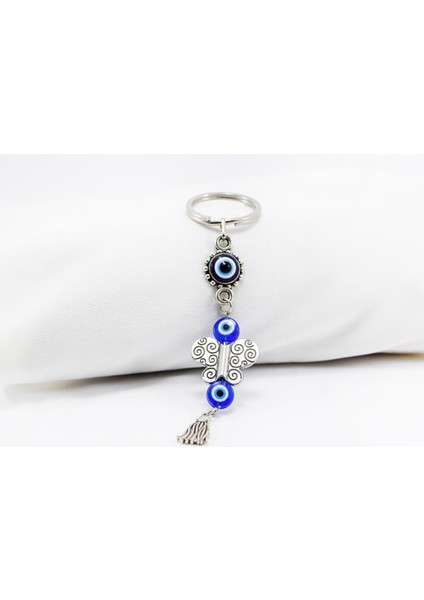 Çerçeveli Nazar Püsküllü Kelebek Anahtarlık, Hediyelik Nazar Boncuklu Çanta Süsü fırsatları
