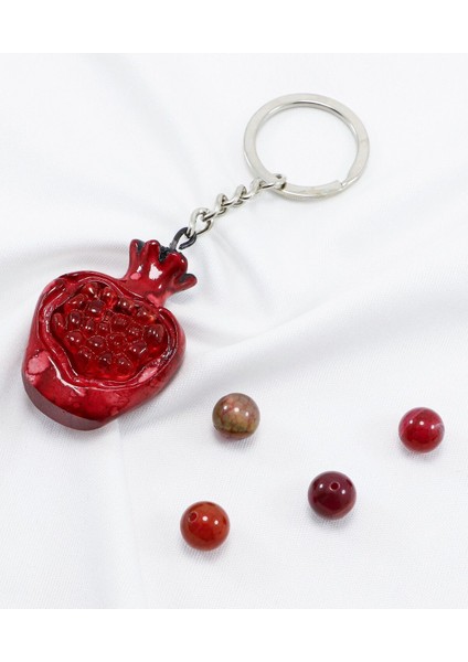 Bolluk, Bereket Sembolü Seramik Nar Figürlü Anahtarlık, Hediyelik Çanta Süsü
