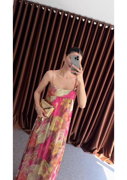 Baskılı Ince Askılı Renkli Elbise fırsatları