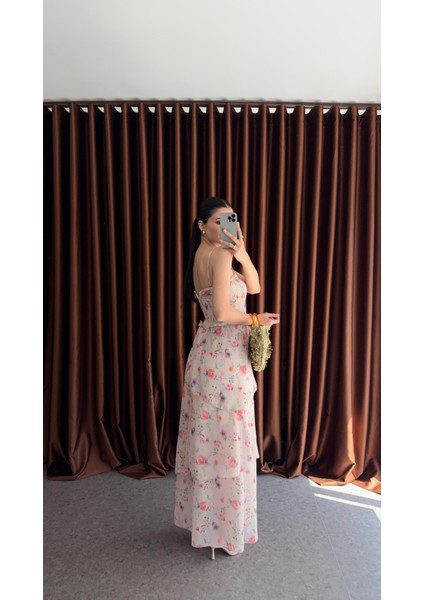 Şifon Katlı Dijital Elbise fiyatları