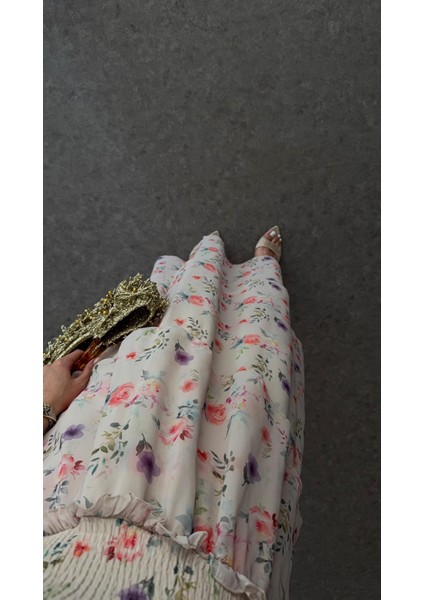 Şifon Katlı Dijital Elbise fırsatları