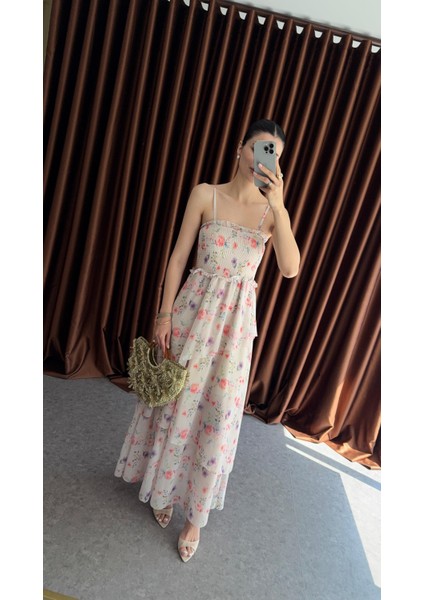 Şifon Katlı Dijital Elbise indirimleri